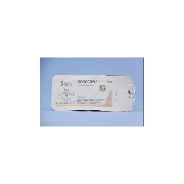 Johnson & - Monocryl - Y267H - Systems - Absorbable Suture With Needle Poliglecaprone Cp - 1 1/2 Circle Reverse Cutting Size 0 Monofilament