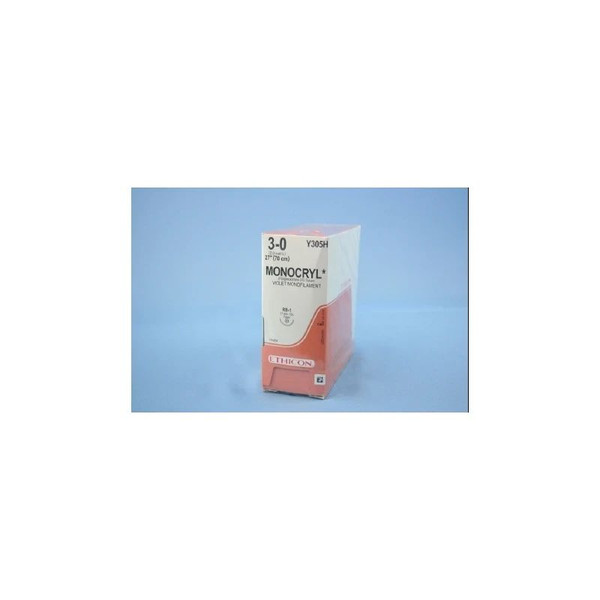 Johnson & - Monocryl - Y305H - Systems - Absorbable Suture With Needle Poliglecaprone Rb - 1 1/2 Circle Taper Point Size 3 - 0 Monofilament