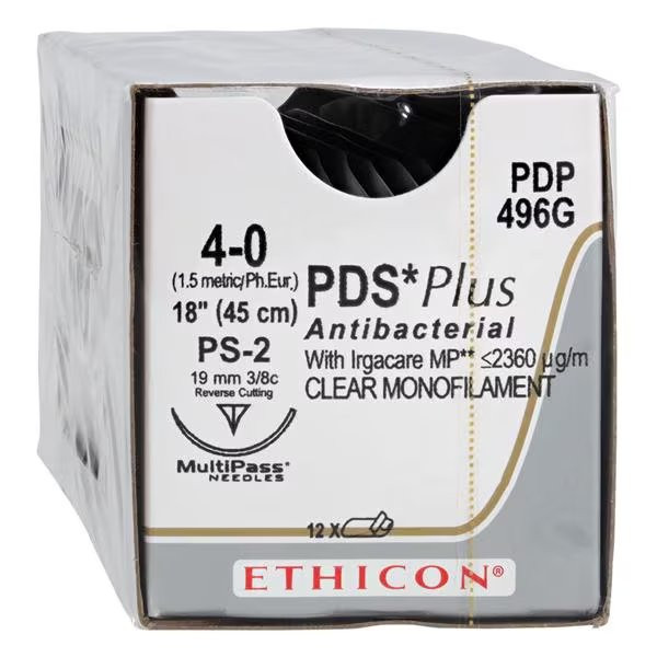 Johnson & - Pds Plus - Pdp496Zg - Suture, Mono Clr 4 - 0 18" Ps - 2