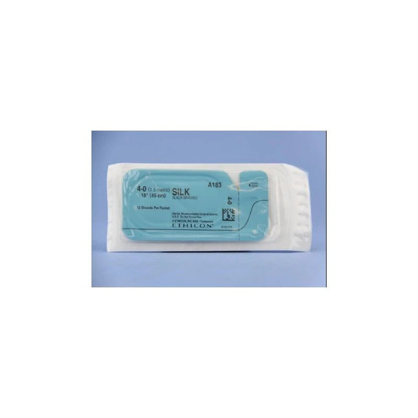 Johnson & - Perma - Hand Sutupak - A183H - Systems - Nonabsorbable Suture Without Needle Silk Braided Size 4 - 0