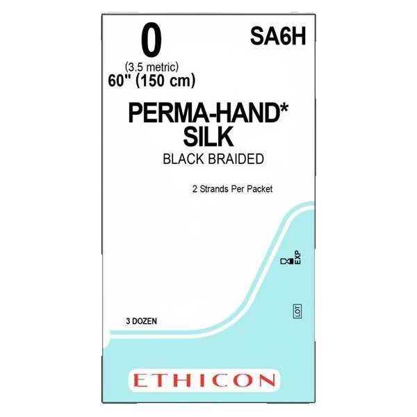 Johnson & - Perma - Hand Sutupak - Sa6H - Systems - Nonabsorbable Suture Without Needle Silk Braided Size 0