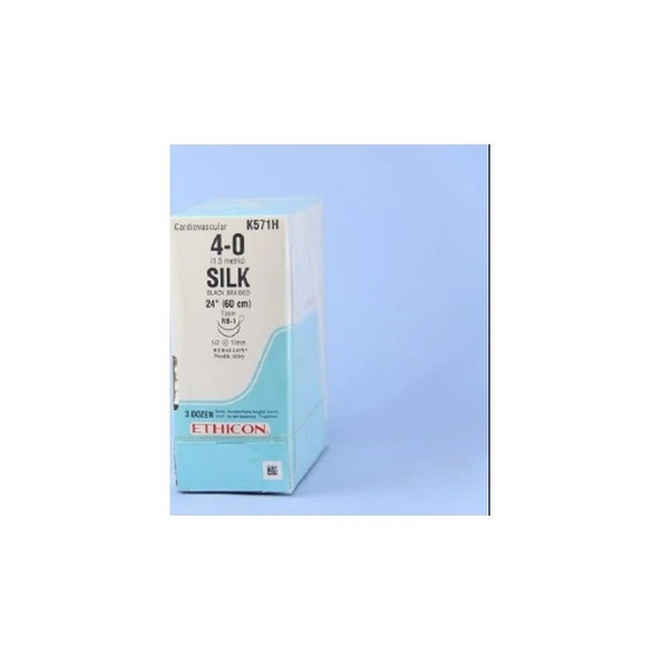 Johnson & - Perma-Hand - K571H - Systems - Nonabsorbable Suture With Needle Silk Rb - 1 1/2 Circle Taper Point Size 4 - 0 Braided