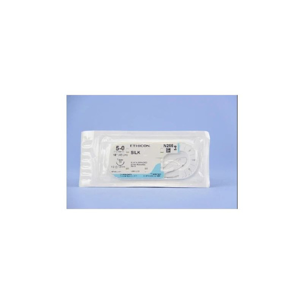 Johnson & - Perma-Hand - N266H - Systems - Nonabsorbable Suture With Needle Silk Tf 1/2 Circle Taper Point Size 5 - 0 Braided