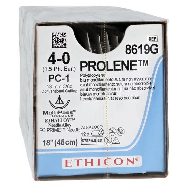 Johnson & - Prolene - 8619G - Systems - Nonabsorbable Suture With Needle Polypropylene Pc - 1 3/8 Circle Precision Conventional Cutting Size 4 - 0 Monofilament