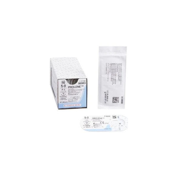 Johnson & - Prolene - 8698G - Systems - J&J - Nonabsorbable Suture With Needle Polypropylene P - 3 3/8 Circle Precision Reverse Cutting Size 5 - 0 Monofilament
