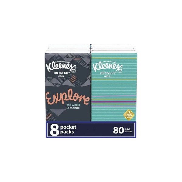 Kimberly Clark - Kleenex Anti-Viral - 46651 - Pocket Pack Facial Tissue White 8 - 3/5 X 3/10 Inch 10 Count