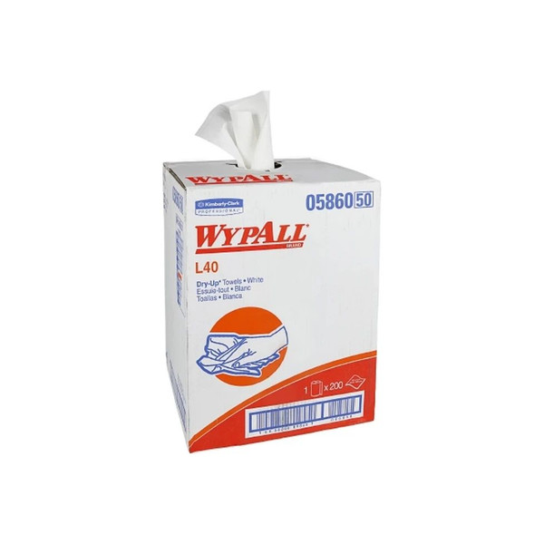 Kimberly Clark - Wypall - 05860 - L40 Dry - Up Hygienic Towel Light Duty White Nonsterile Double Re - Creped 19 - 1/2 X 42 Inch Disposable