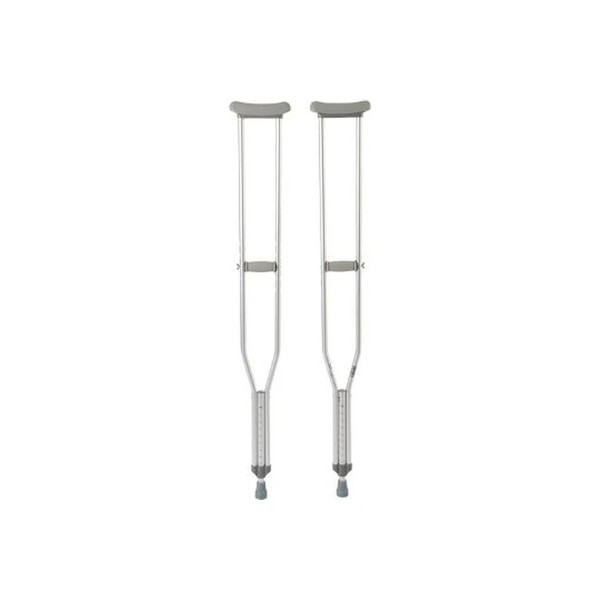 Mckesson - 146-10402-8 - Underarm Crutches Aluminum Frame Tall Adult 350 Lbs Weight Capacity Push Button / Wing Nut Adjustment