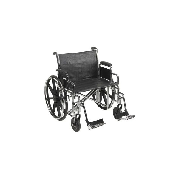 Mckesson - 146-Std24Ecdda-Sf - Bariatric Wheelchair Dual Axle Desk Length Arm Swing - Away Footrest Black Upholstery 24 Inch Seat Width Adult 450 Lbs Weight Capacity