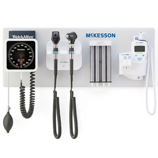 Mckesson - 156-4L - Integrated Wall System Ophthalmoscope / Otoscope Bp Aneroid Specula Dispenser Thermometer Transformer