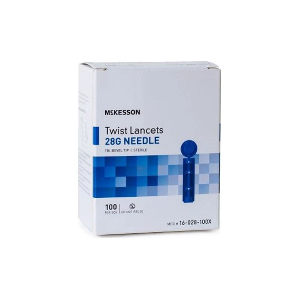 Mckesson - 16-028-100X - Lancet For Lancing Device 28 Gauge Non - Safety Twist Off Cap Finger