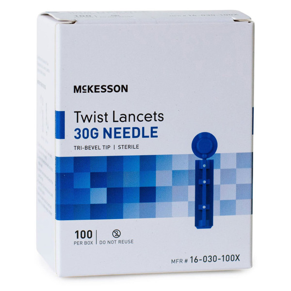 Mckesson - 16-030-100X - Lancet, Twist Top Blu 30G