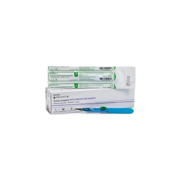 Mckesson - 16-37211 - Prevent B Safety Scalpel No 11 Stainless Steel / Plastic Classic Grip Handle Sterile Disposable