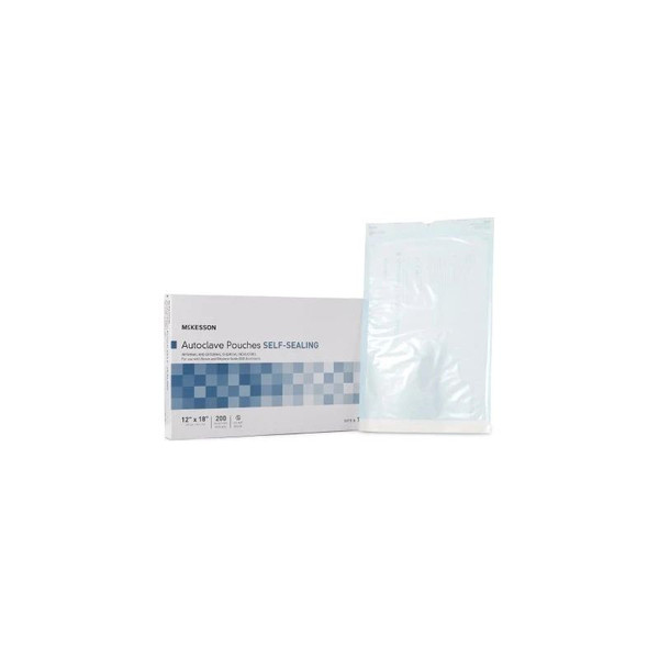 Mckesson - 16-6421 - Sterilization Pouch Ethylene Oxide (Eo) Gas / Steam 12 X 18 Inch Transparent Blue White Self Seal Paper Film