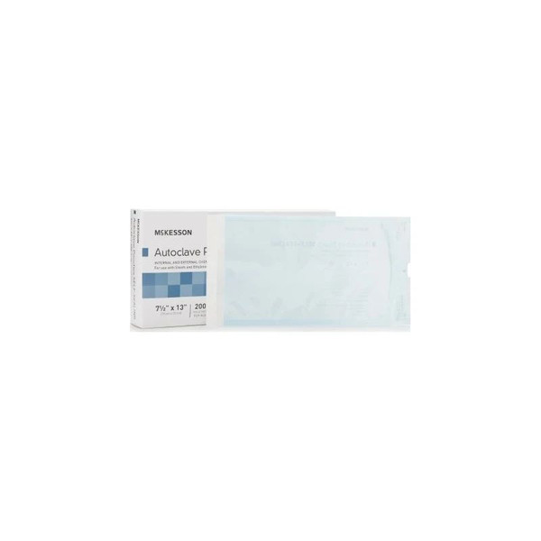 Mckesson - 16-6425 - Sterilization Pouch Ethylene Oxide (Eo) Gas / Steam 7 - 1/2 X 13 Inch Transparent Blue White Self Seal Paper Film