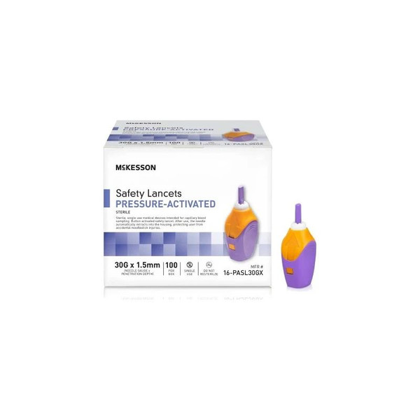 Mckesson - 16-Pasl30Gx - Safety Lancet 30 Gauge Retractable Pressure Activated Finger