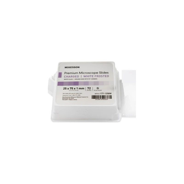 Mckesson - 177-1358W - Charged Microscope Slide 25 X 75 1 Mm White Frosted End