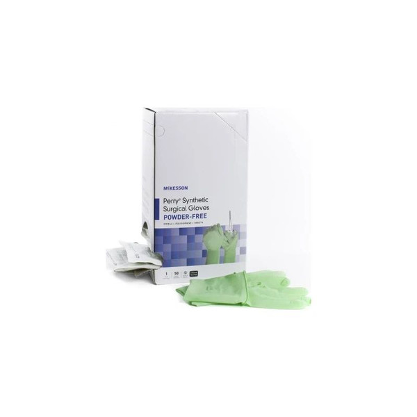 Mckesson - 20-2070N - Surgical Glove Size 7 Sterile Polyisoprene Standard Cuff Length Smooth Green Chemo Tested