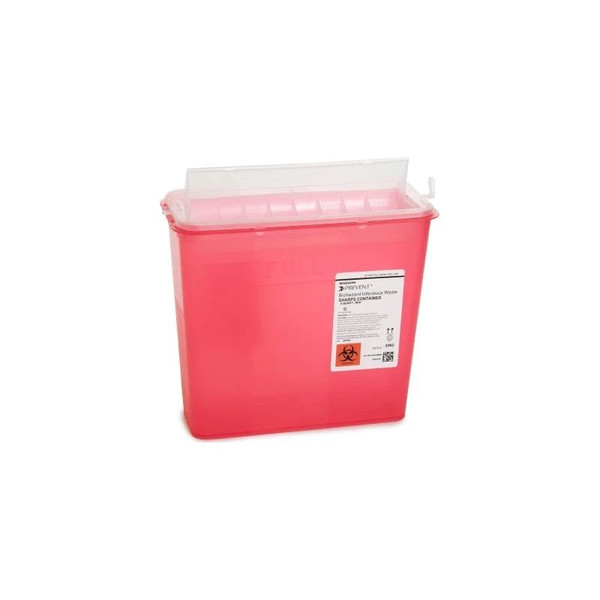 Mckesson - Prevent - 2262 - Sharps Container Translucent Red Base 10 - 3/4 H X 1/2 W 4 - D Inch Horizontal Entry 1.25 Gallon