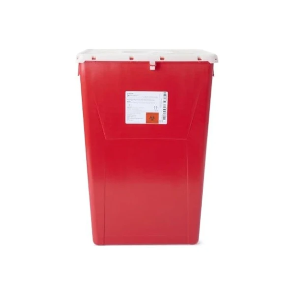Mckesson - Prevent - 2268 - Sharps Container Red Base 24 - 3/5 H X 17 - 3/10 W 13 L Inch Vertical Entry 18 Gallon