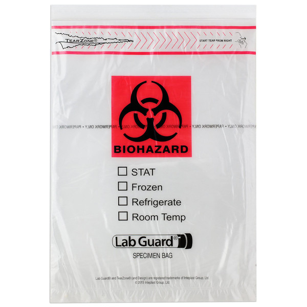 Medegen Medical - Medegen - 49-99 - Lab Safe Biohazard Specimen Transport Bag With Ziplock 9 X 12 