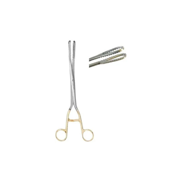Medgyn - 031135 - Obstetrical Forceps Bierer 11 Inch Length Surgical Grade Stainless Steel Nonsterile Nonlocking Finger Ring Handle Slightly Curved 19 Mm Coarse Serrated Fenestrated Oval Jaws