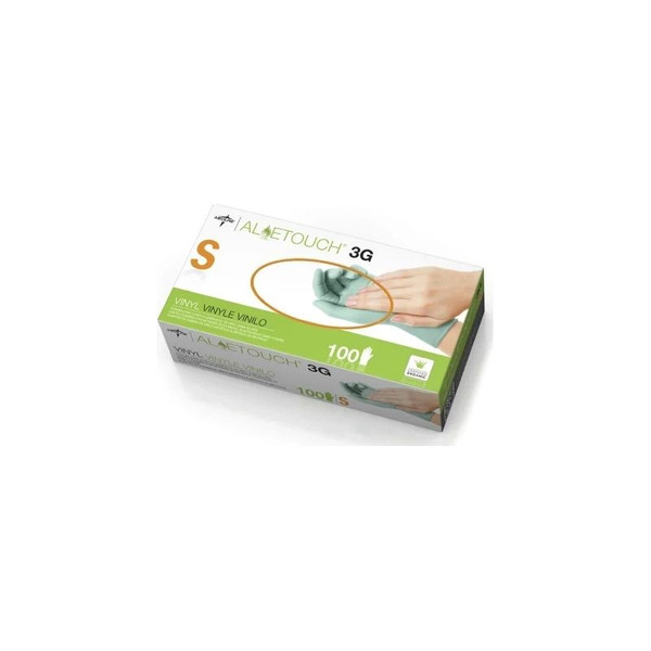 Medline - Aloetouch - 6Mds195174 - 3G - California Only Exam Glove Small Nonsterile Stretch Vinyl Standard Cuff Length Smooth Green Not Rated