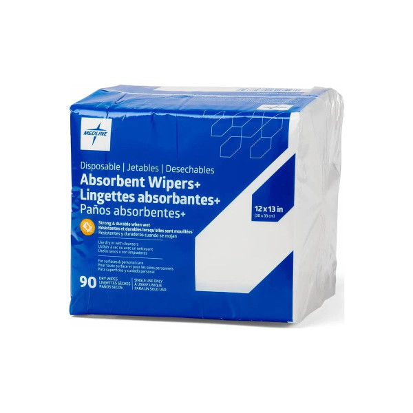 Medline - Awp0500 - Task Wipe White Nonsterile Wood Pulp / Polyester 12 X 13 Inch Disposable