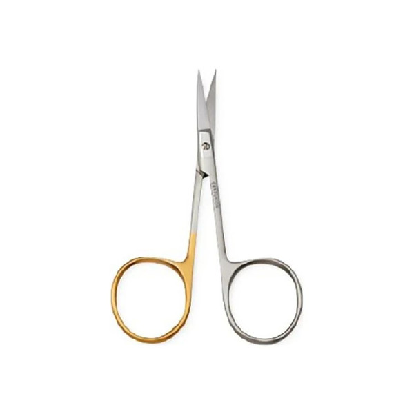 Medline - Centurion Lil Tips - 67450 - Iris Scissors 4 Inch Length Floor Grade Stainless Steel Sterile Finger Ring Handle Curved Sharp Tip /