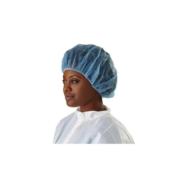Medline - Cri1004 - Bouffant Cap One Size Fits Most Blue Elastic Closure
