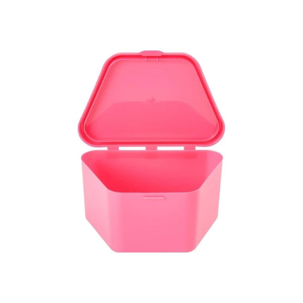 Medline - Dynd70294B - Denture Cup 8 Oz Hot Pink Hinged Lid Single Patient Use