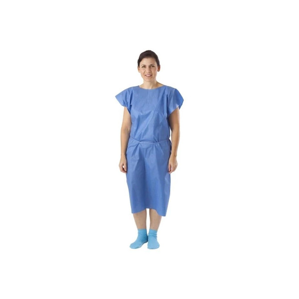 Medline - Non27146sl - Patient Exam Gown One Size Fits Most Blue Disposable