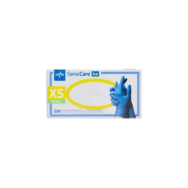 Medline - Sensicare Ice - Mds2500 - Exam Glove X - Small Nonsterile Nitrile Standard Cuff Length Textured Fingertips Blue Chemo Tested