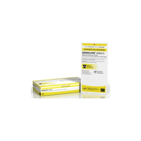 Medline - Sensicare Pi Shield - Msg3970 - Radiation Reducing Glove Size 7 Sterile Pair Polyisoprene With Tungsten Extended Cuff Length Fully Textured Black Not Chemo Approved