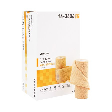 Mckesson - 16-3606 - Cohesive Bandage 6 Inch X 5 Yard Self - Adherent Closure Tan Nonsterile Standard Compression