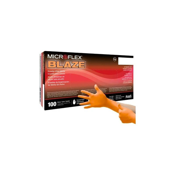 Microflex - N481 - Exam Glove Small Nonsterile Nitrile Standard Cuff Length Textured Fingertips Orange Not Rated