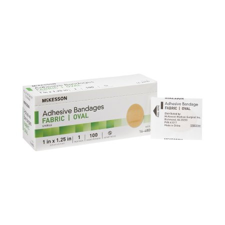 Mckesson - 16-4800 - Adhesive Strip 1 X 1/4 Inch Fabric Oval Tan Sterile