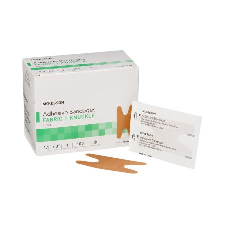 Mckesson - 16-4814 - Adhesive Strip 1 - 1/2 X 3 Inch Fabric Knuckle Tan Sterile