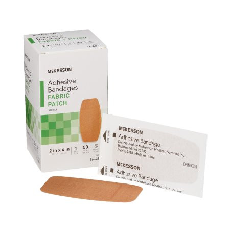 Mckesson - 16-4817 - Adhesive Strip 2 X 4 Inch Fabric Rectangle Tan Sterile