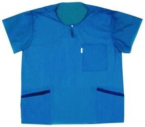 Molnlycke Health Care - Barrier - 21630 - Scrub Shirt Large Blue 3 Pockets Short Sleeve Unisex