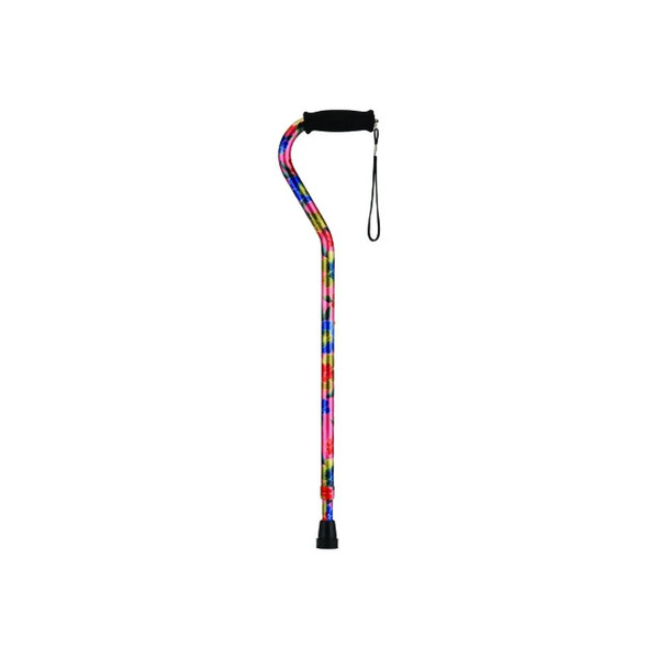 Nova Ortho-Med - 1070Pg - Offset Cane Aluminum 30 To 39 Inch Height Pink Garden Print