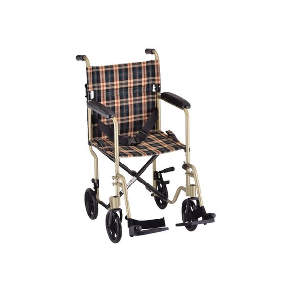 Nova Ortho-Med - 329Cp - Transport Chair - 19In Lightwieght With Plaid Upholstery & Swing Away Footrests