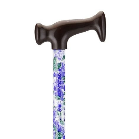 Nova Ortho-Med - Designer Canes - 2025 - Aluminum Print Cane Pin K Flowers On Blk 300Lb 