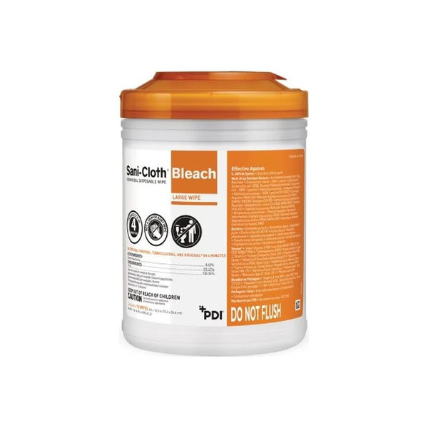 Pdi - Professional Disposables - Sani-Cloth Bleach - P54072 - Surface Disinfectant Cleaner Premoistened Germicidal Manual Pull Wipe 75 Count Canister Chlorine Scent Nonsterile