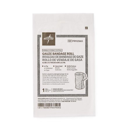 Medline - Caring - Prm25865 - Fluff Bandage Roll 4 - 1/2 Inch X 1/10 Yard 1 Per Pack Sterile 6 - Ply Shape