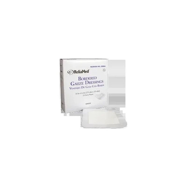 Reliamed - B66 - Sterile Bordered Gauze Dressing, 6" X 6", Pad Size 4"