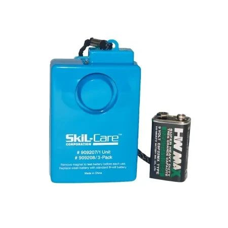 Skil-Care - 909207 - Wheel Chair Economy Alarm With Spring - Loaded Clip, Blue, Multi - Directional Magnetic Pull - Switch, Rugged Design, 9V Battery