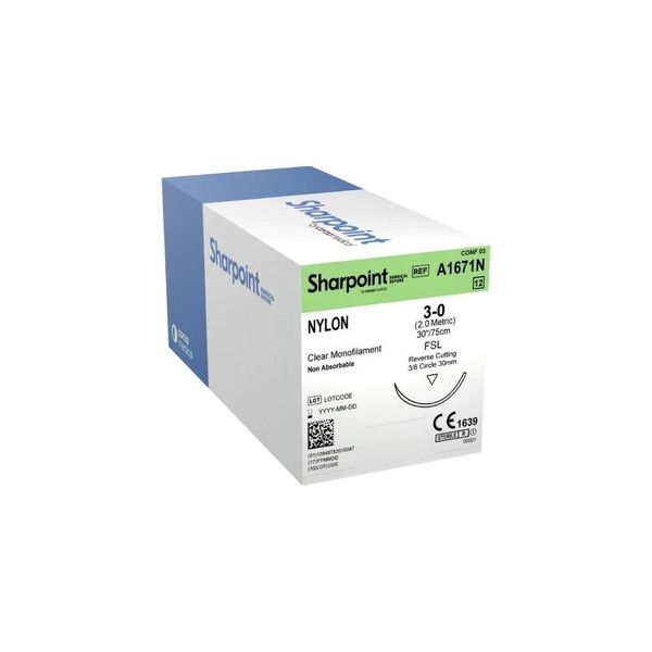 Surgical Specialties - A1671n - Nylon Suture, Monofilament, Reverse Cutting, 3/8 Circle