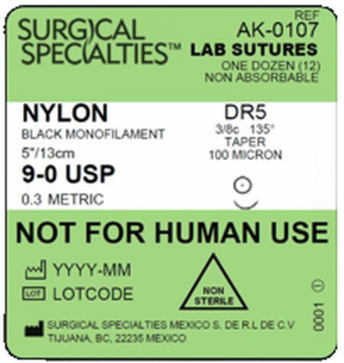 Surgical Specialties - Ak-0107 - 9/0 Non - Absorbable Nylon Suture Mono, Dr5, 3/8 Circle
