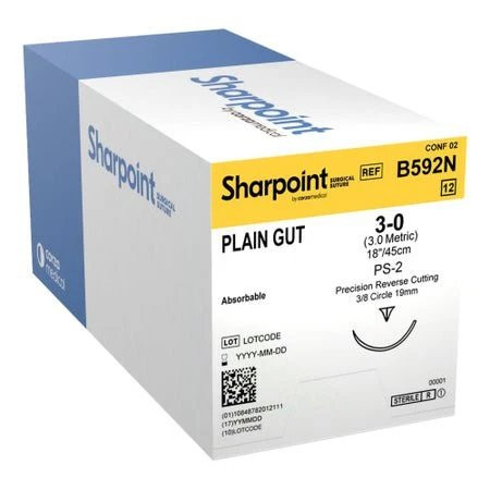 Surgical Specialties - B592N - Suture, Plain Gut Dsm19 3 - 0 Plgut 18"/45Cm